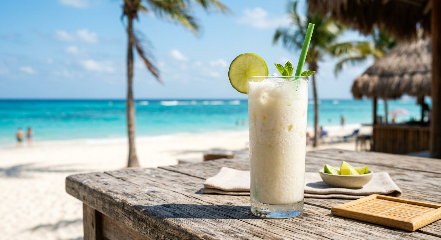 Limonada de coco frente al mar